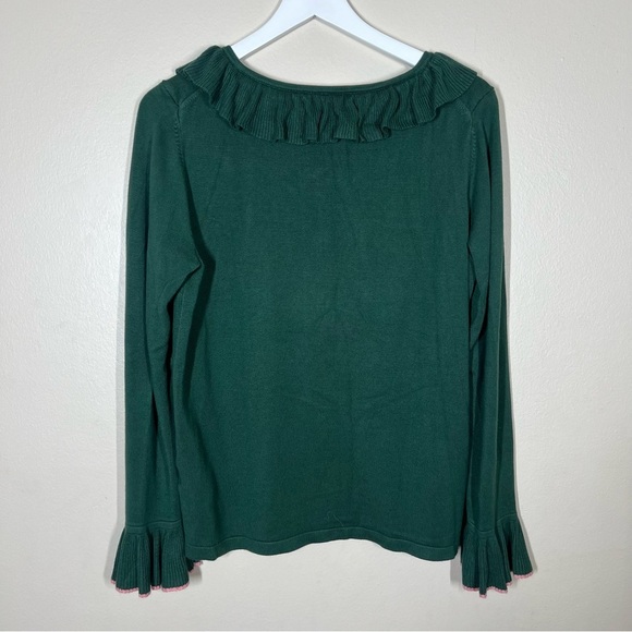 Boden Womens Lavinia Ruffle Trim Knit Sweater Size 12 Green Work Office - Picture 8 of 10